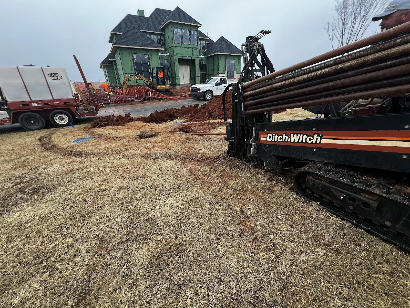 Utility line bore on a public street for a municipal water or sewer project